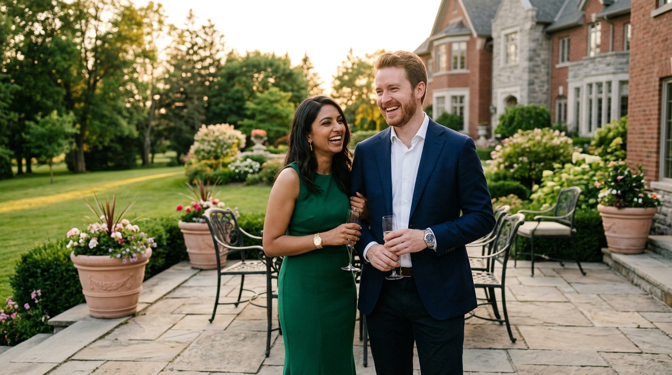 Affluent couple enjoying an afternoon stroll in a private Peel Region botanical garden